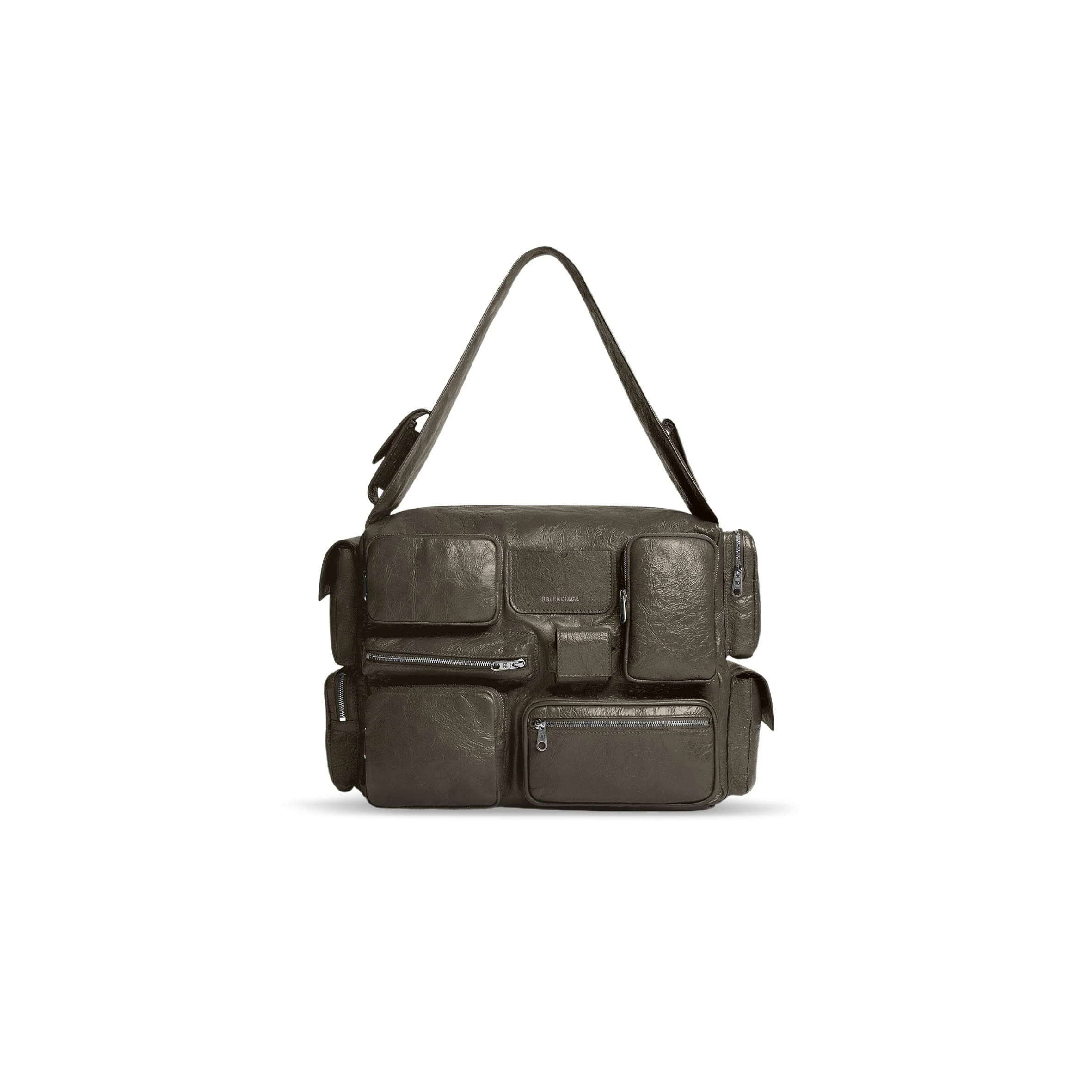 BALENCIAGA MEN'S SUPERBUSY SLING BAG LARGE IN GREEN 702168210C83503 (41.9*29*18.9cm)